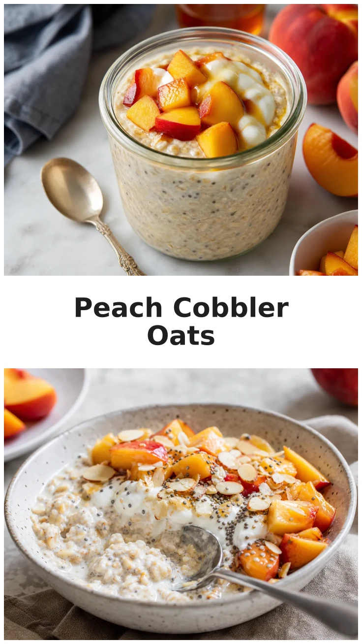 Protein Packed Peach Cobbler Overnight Oats with Greek Yogurt 3 Protein Packed Peach Cobbler Overnight Oats with Greek Yogurt