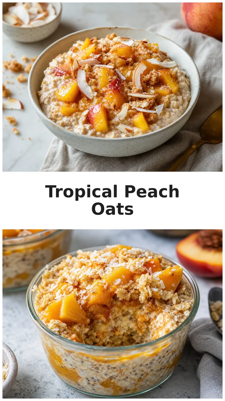 Tropical Coconut Peach Cobbler Overnight Oats for Summer 3 Tropical Coconut Peach Cobbler Overnight Oats for Summer
