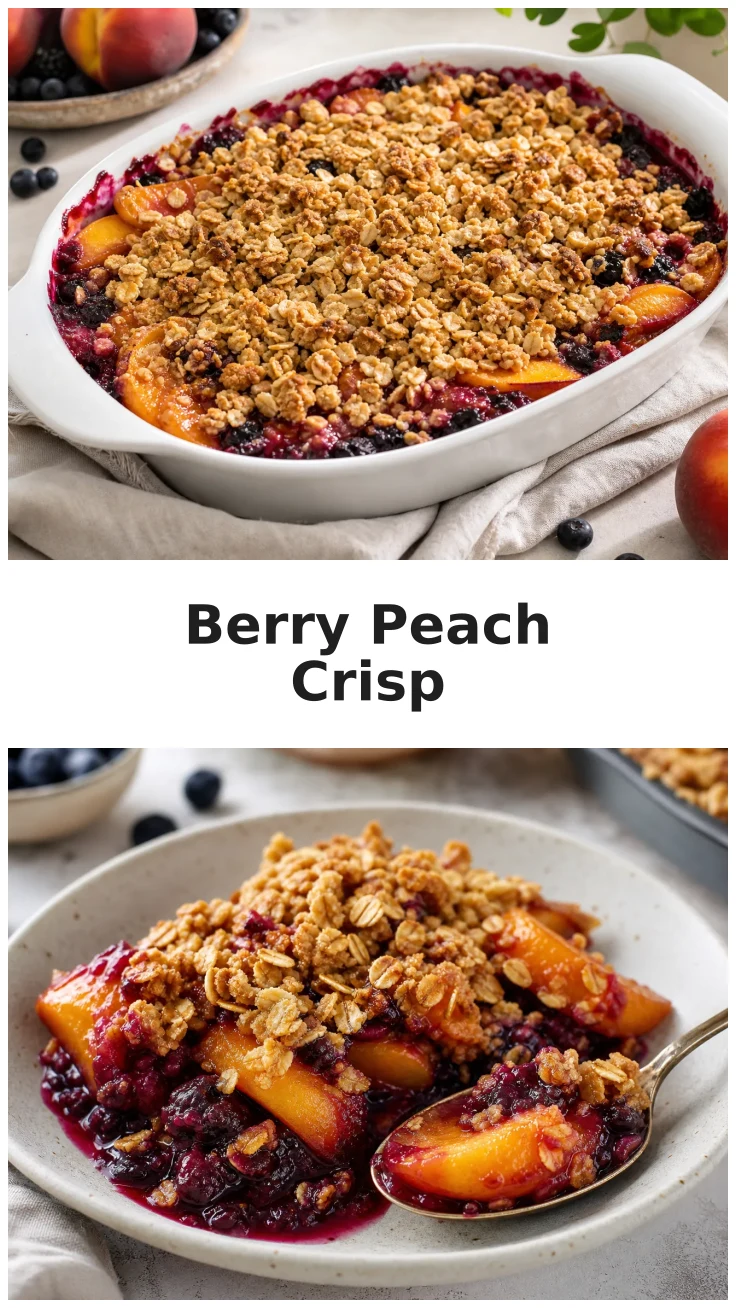 Mixed Berry Peach Crisp for Your Next Potluck Dessert Table Mixed Berry Peach Crisp for Your Next Potluck Dessert Table