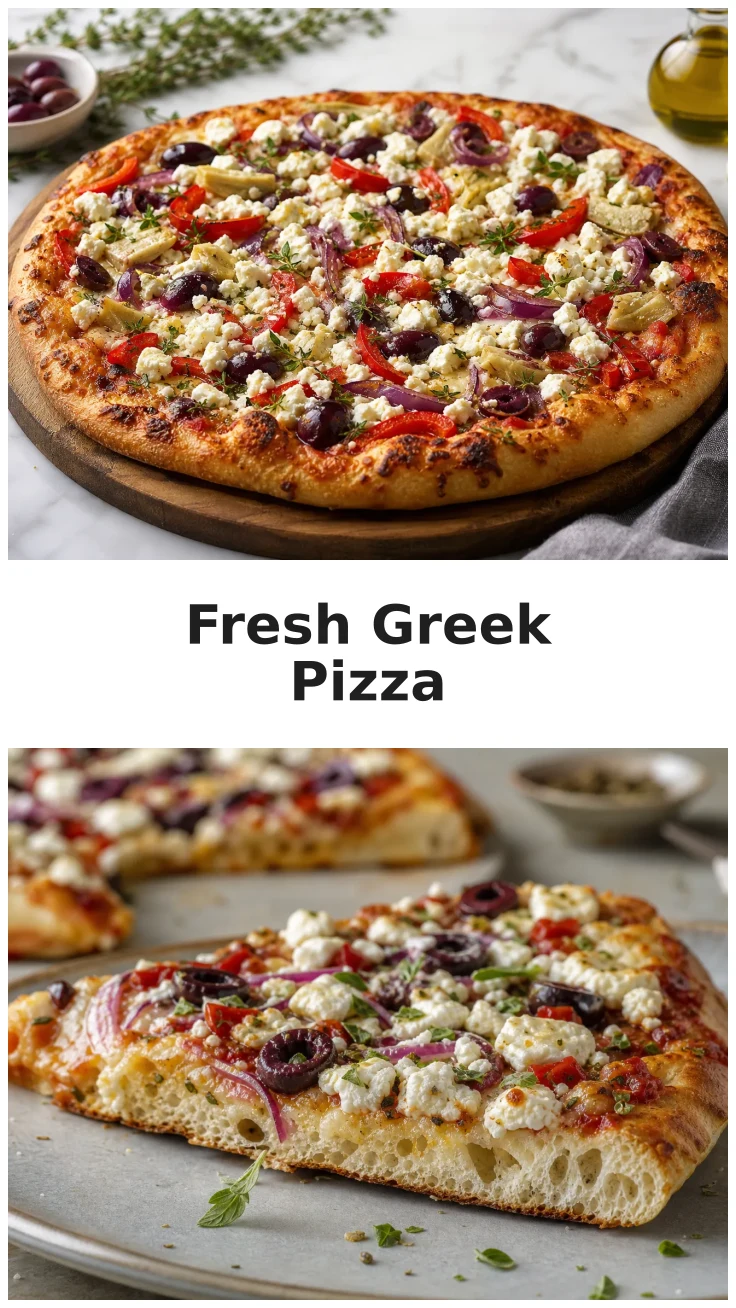 Delicious Fresh Greek Pizza Loaded with Feta and Olives Delicious Fresh Greek Pizza Loaded with Feta and Olives