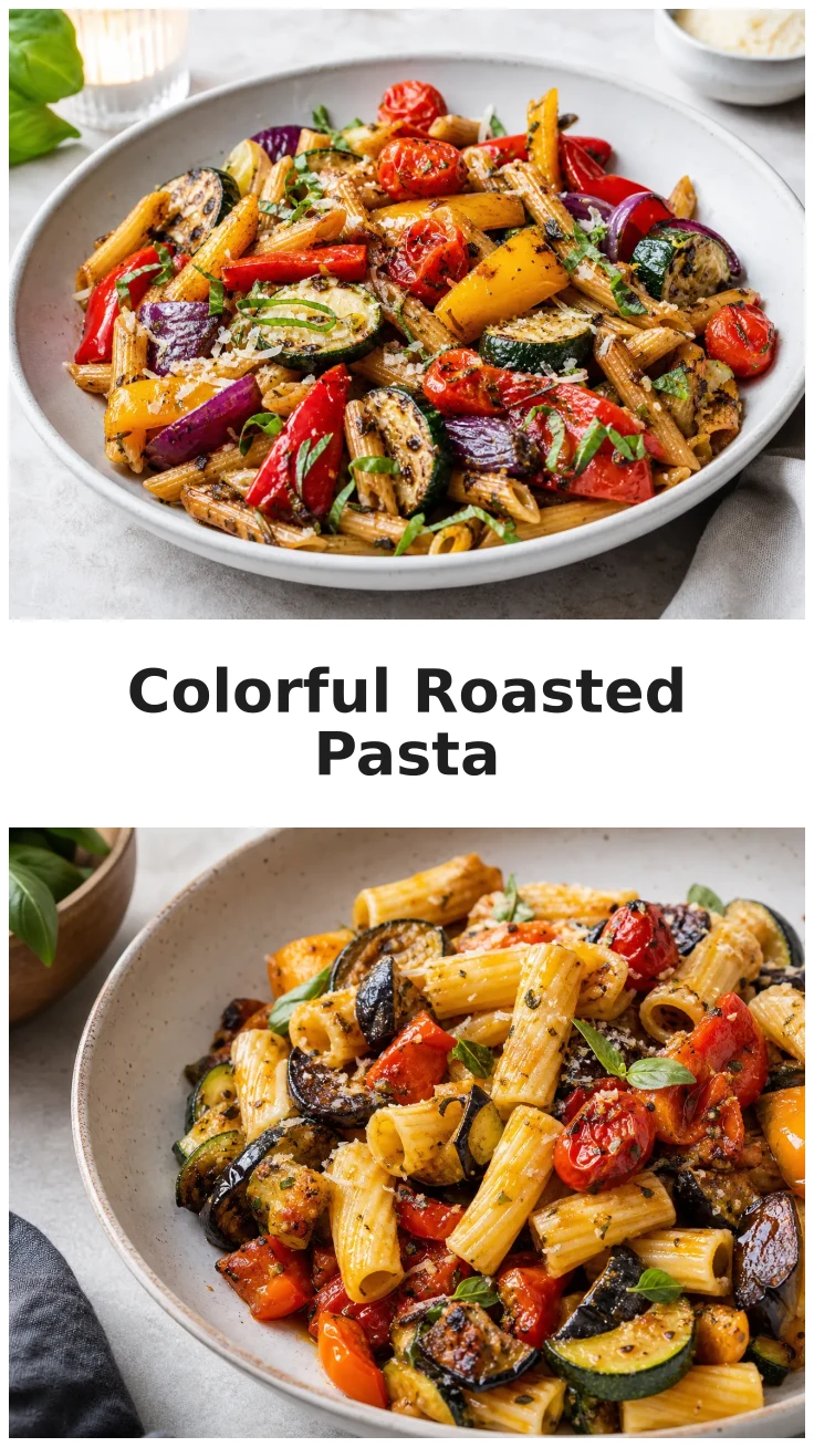Colorful Pasta with Roasted Vegetables for a Healthy Dinner Colorful Pasta with Roasted Vegetables for a Healthy Dinner