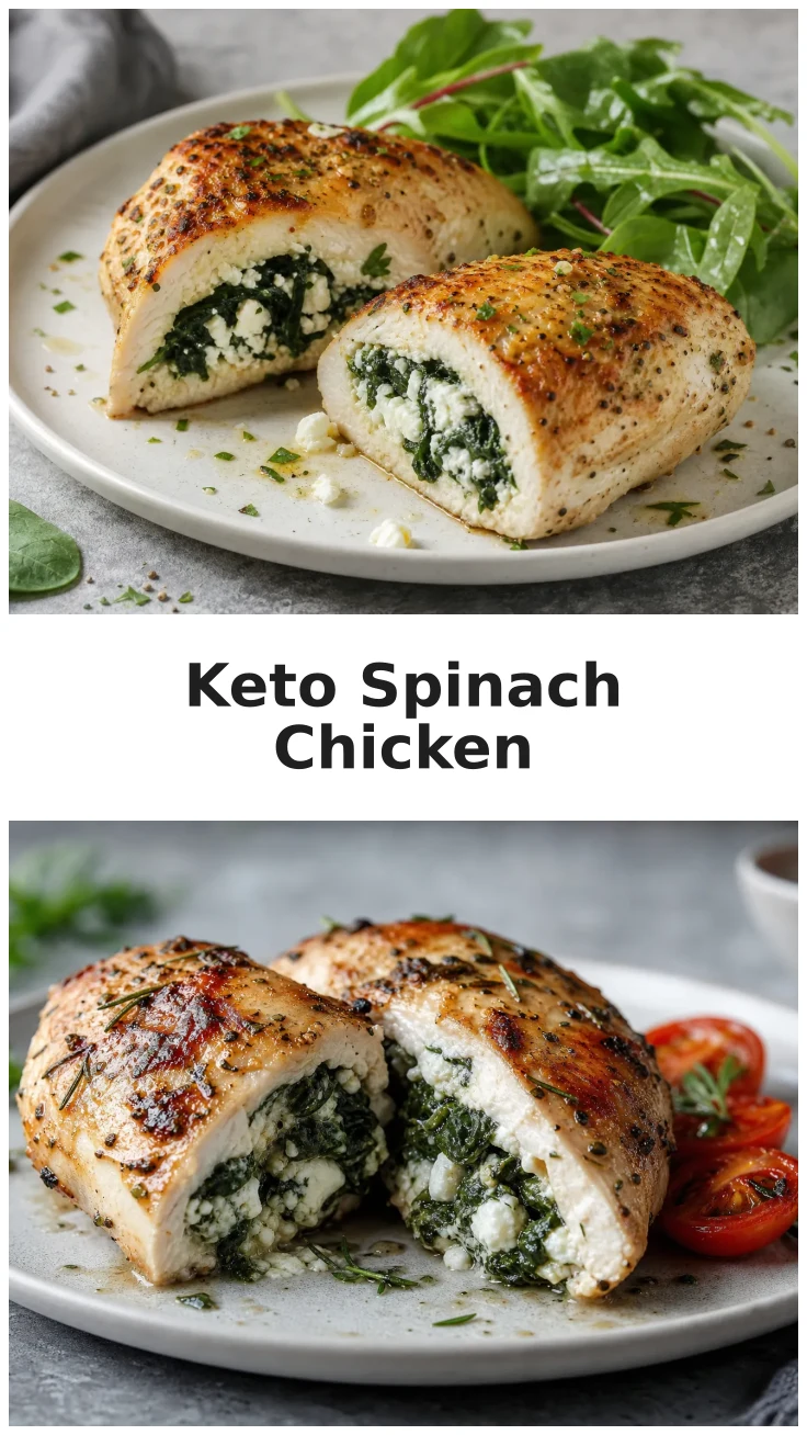 Golden Keto Spinach Stuffed Chicken Breast with Feta