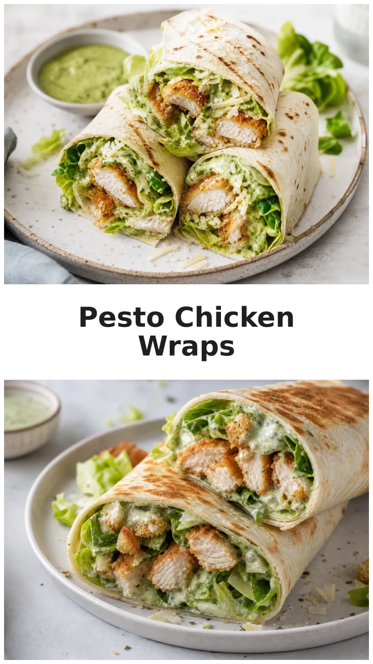 Creamy Pesto Crispy Chicken Caesar Wraps for Lunch