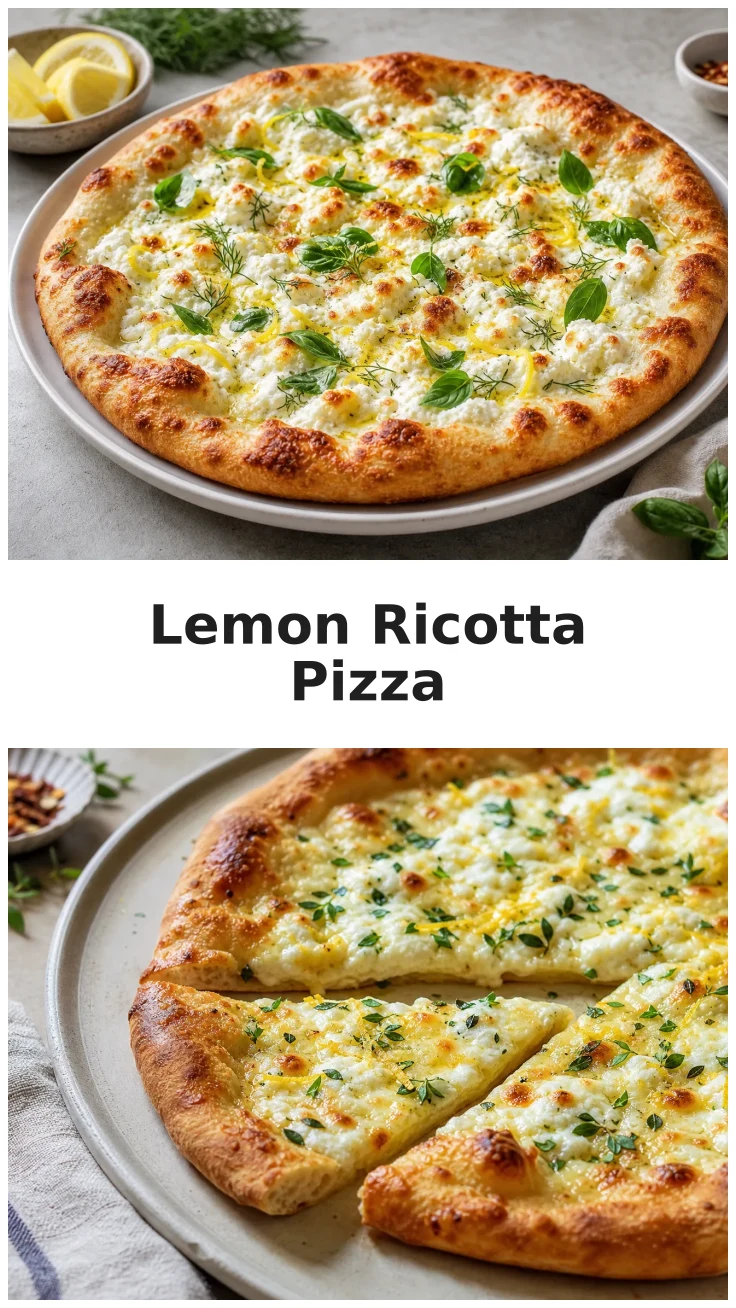 Zesty Lemon Ricotta Pizza with Fresh Herbs and Mozzarella Zesty Lemon Ricotta Pizza with Fresh Herbs and Mozzarella
