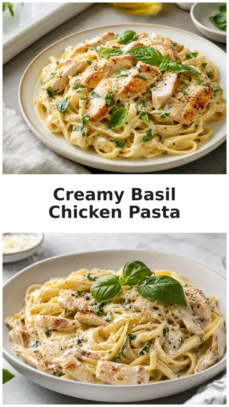 Creamy Basil Chicken Pasta with Parmesan Garlic Sauce Recipe Creamy Basil Chicken Pasta with Parmesan Garlic Sauce Recipe