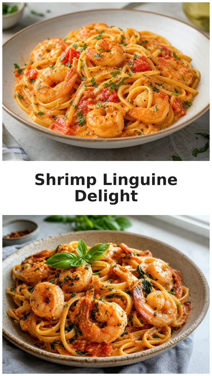 Creamy Tomato Garlic Shrimp Linguine with Fresh Herbs Recipe
