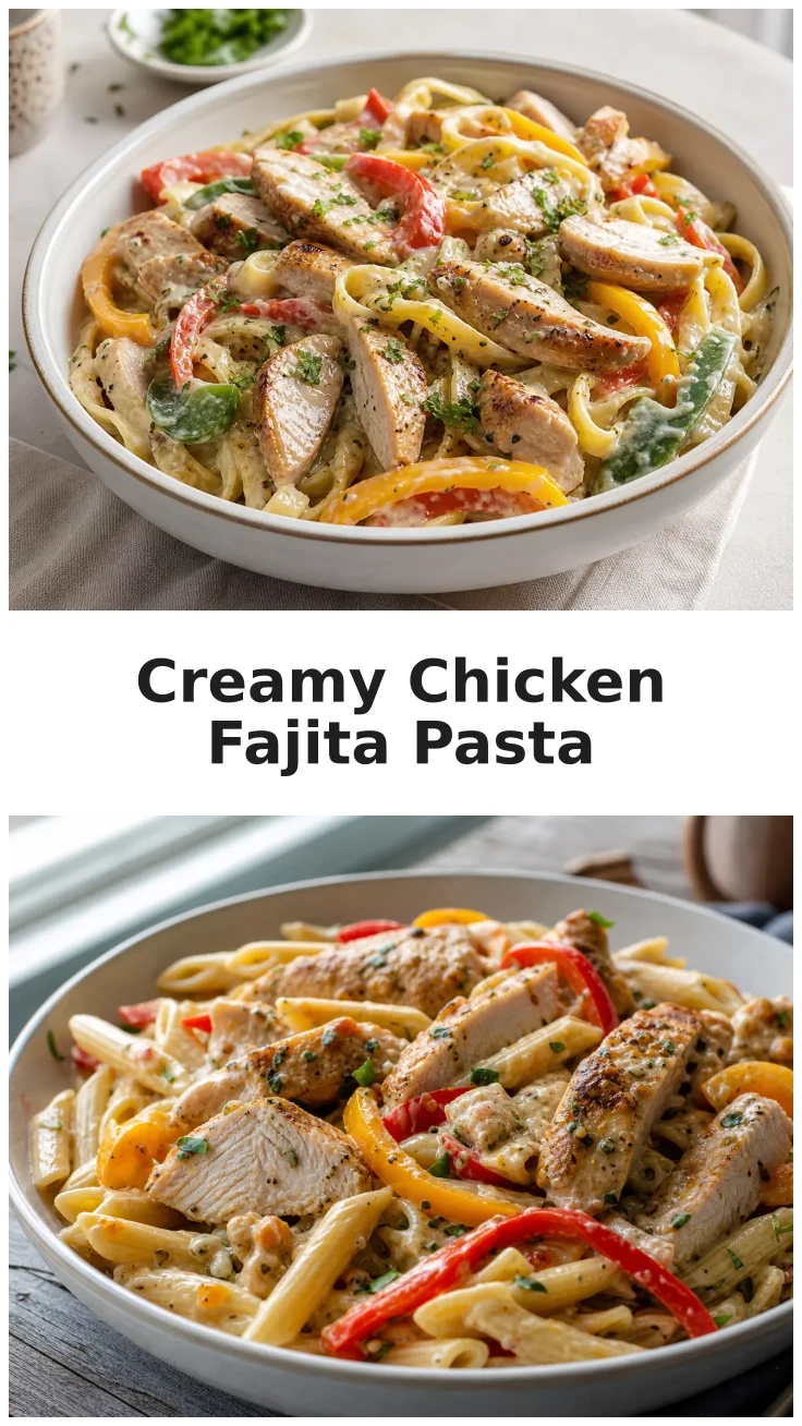 Creamy Chicken Fajita Pasta with Colorful Peppers Recipe Creamy Chicken Fajita Pasta with Colorful Peppers Recipe