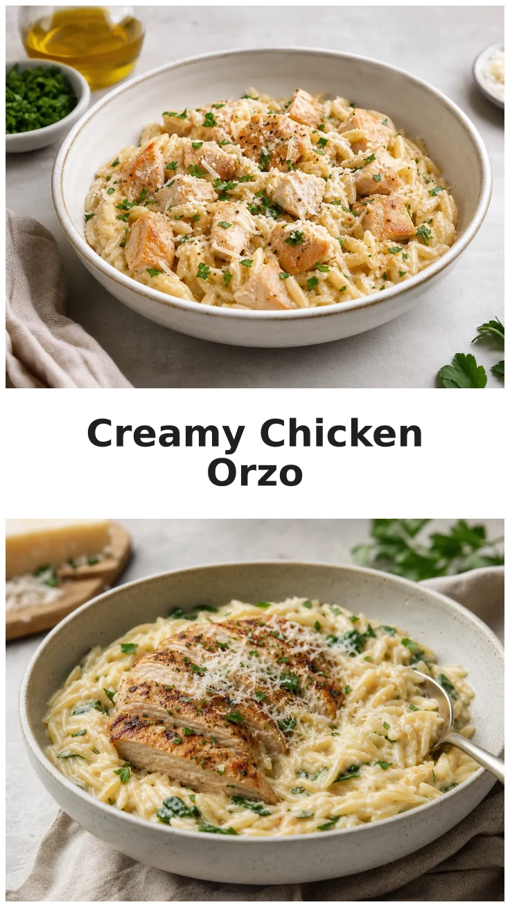 Creamy Chicken Orzo with Parmesan for Dinner Creamy Chicken Orzo with Parmesan for Dinner