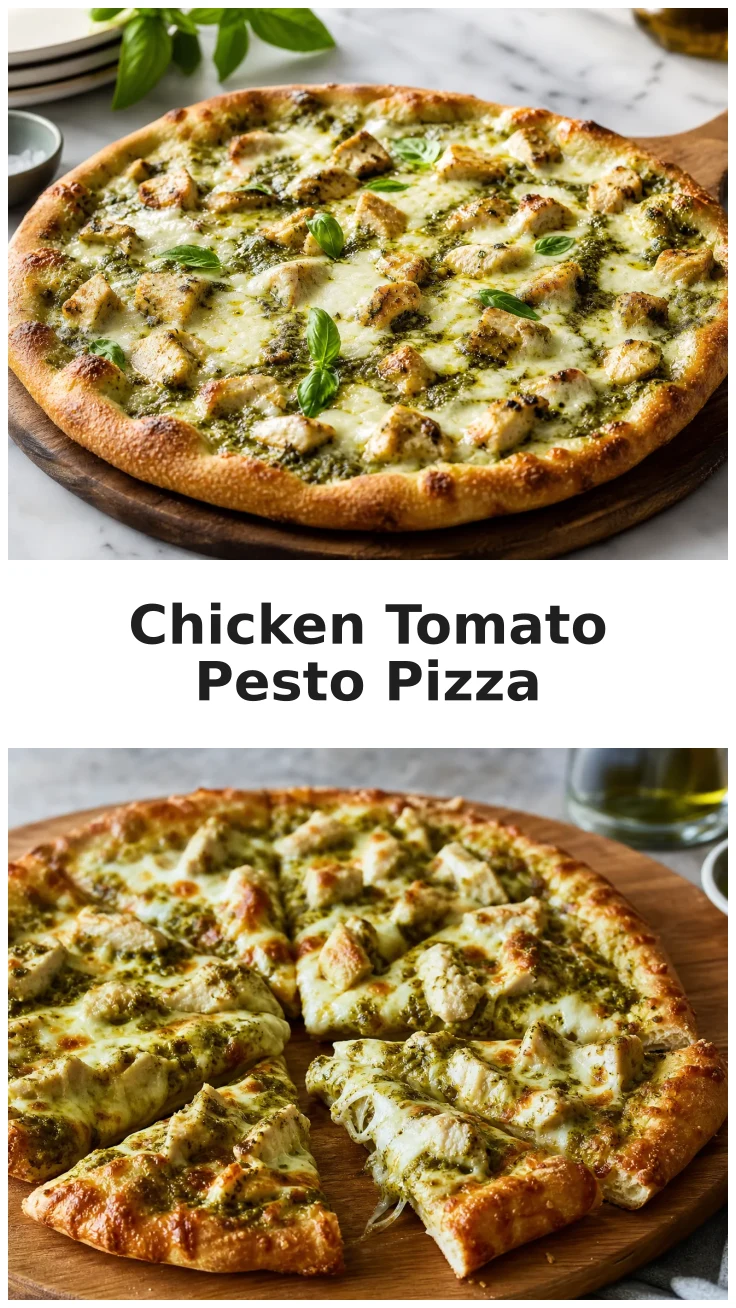 Fresh Chicken Tomato Pesto Pizza with Melted Mozzarella Recipe Fresh Chicken Tomato Pesto Pizza with Melted Mozzarella Recipe