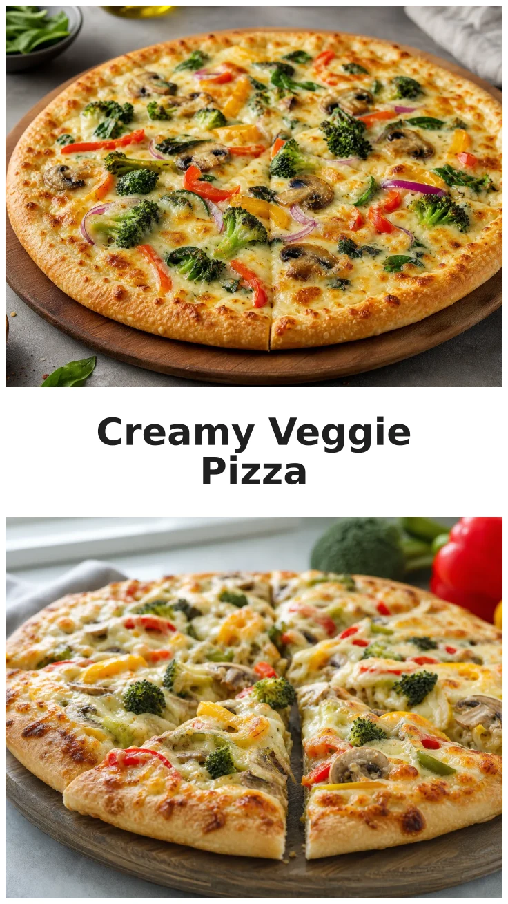 Creamy Alfredo Veggie Pizza with Golden Cheese Recipe