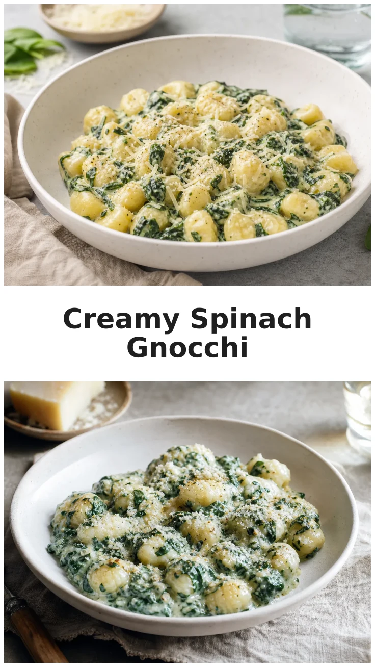 Creamy Spinach Gnocchi with Parmesan for Dinner Creamy Spinach Gnocchi with Parmesan for Dinner