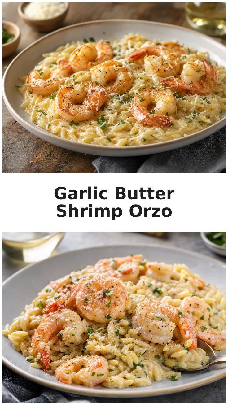 Golden Garlic Butter Shrimp Orzo with Parmesan Recipe