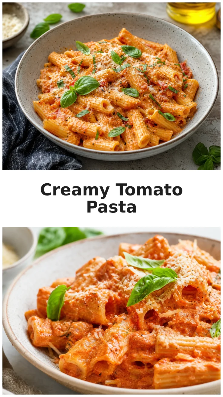 Creamy Tomato Parmesan Pasta with Fresh Basil Recipe Creamy Tomato Parmesan Pasta with Fresh Basil Recipe