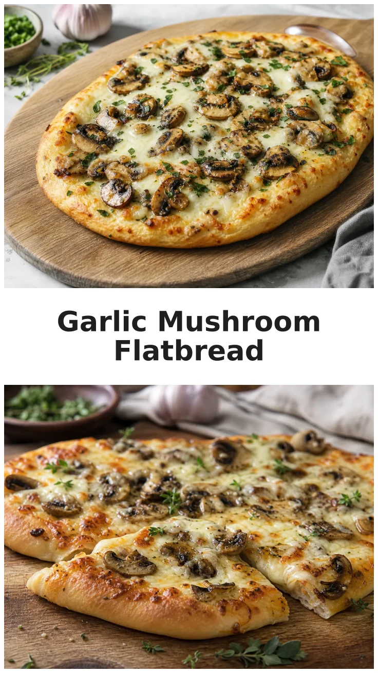 Golden Garlic Mushroom Flatbread with Melted Mozzarella Recipe