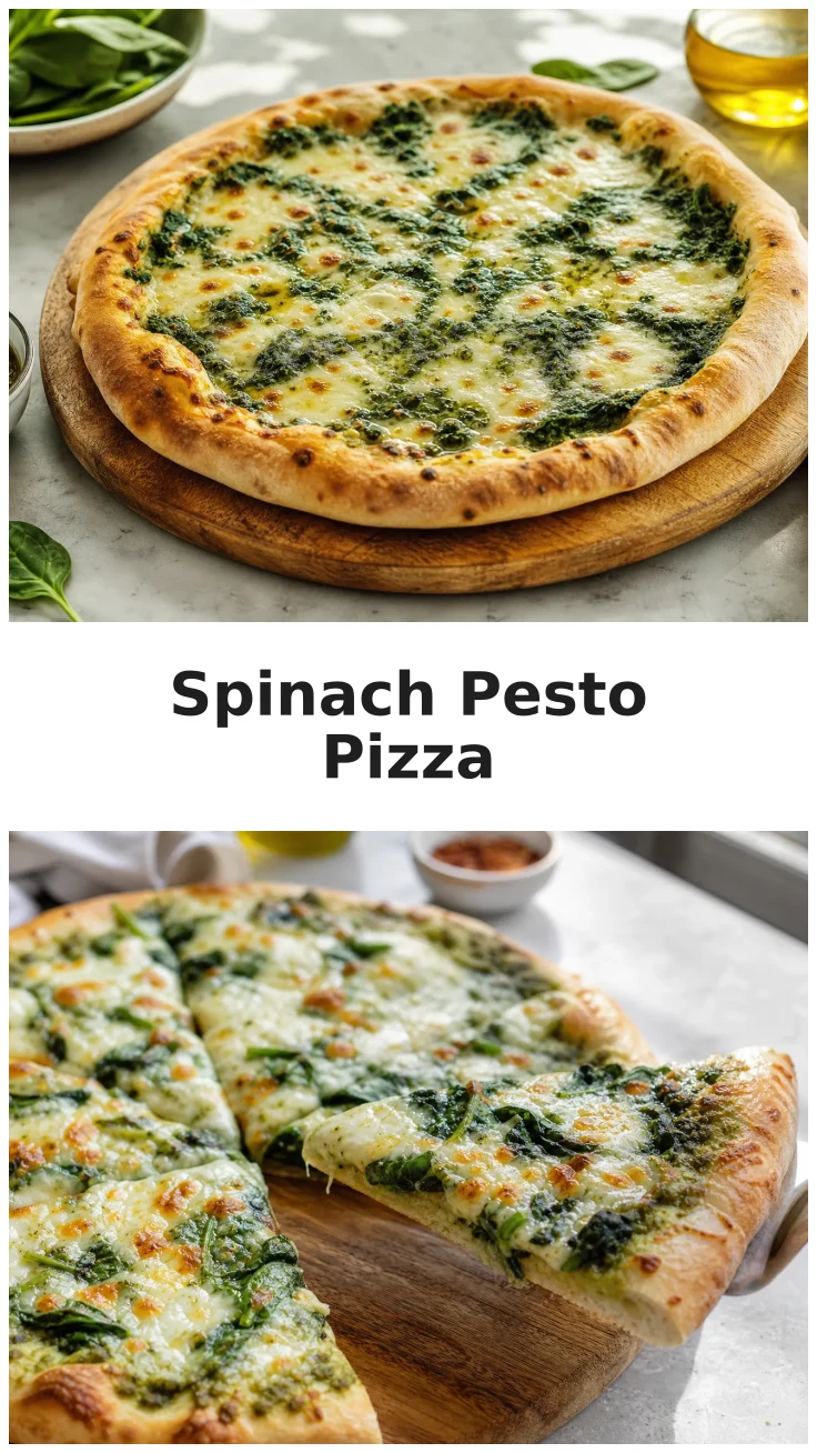 Fresh Spinach Pesto Pizza with Golden Mozzarella