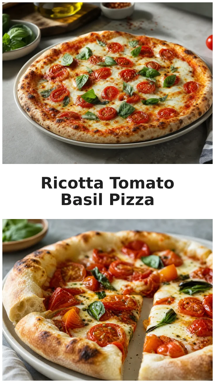 Fresh Ricotta Tomato Basil Pizza with Golden Cheese Recipe Fresh Ricotta Tomato Basil Pizza with Golden Cheese Recipe
