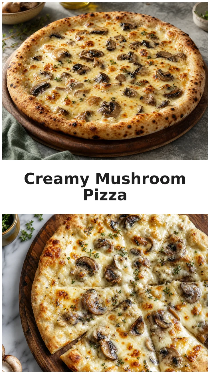 Creamy White Mushroom Pizza with Golden Mozzarella Recipe