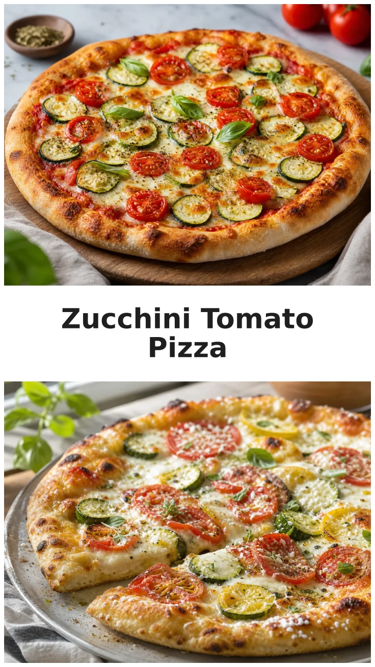 Fresh Zucchini Tomato Pizza with Golden Mozzarella Recipe