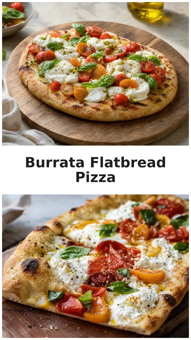 Flavorful Burrata Bruschetta Flatbread Pizza with Basil and Tomatoes