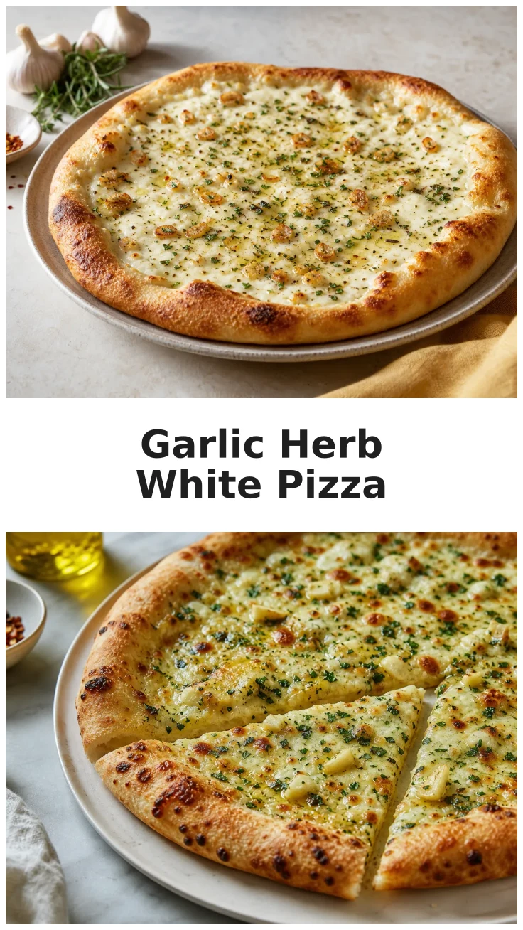 Golden Homemade Garlic Herb White Pizza Recipe Golden Homemade Garlic Herb White Pizza Recipe