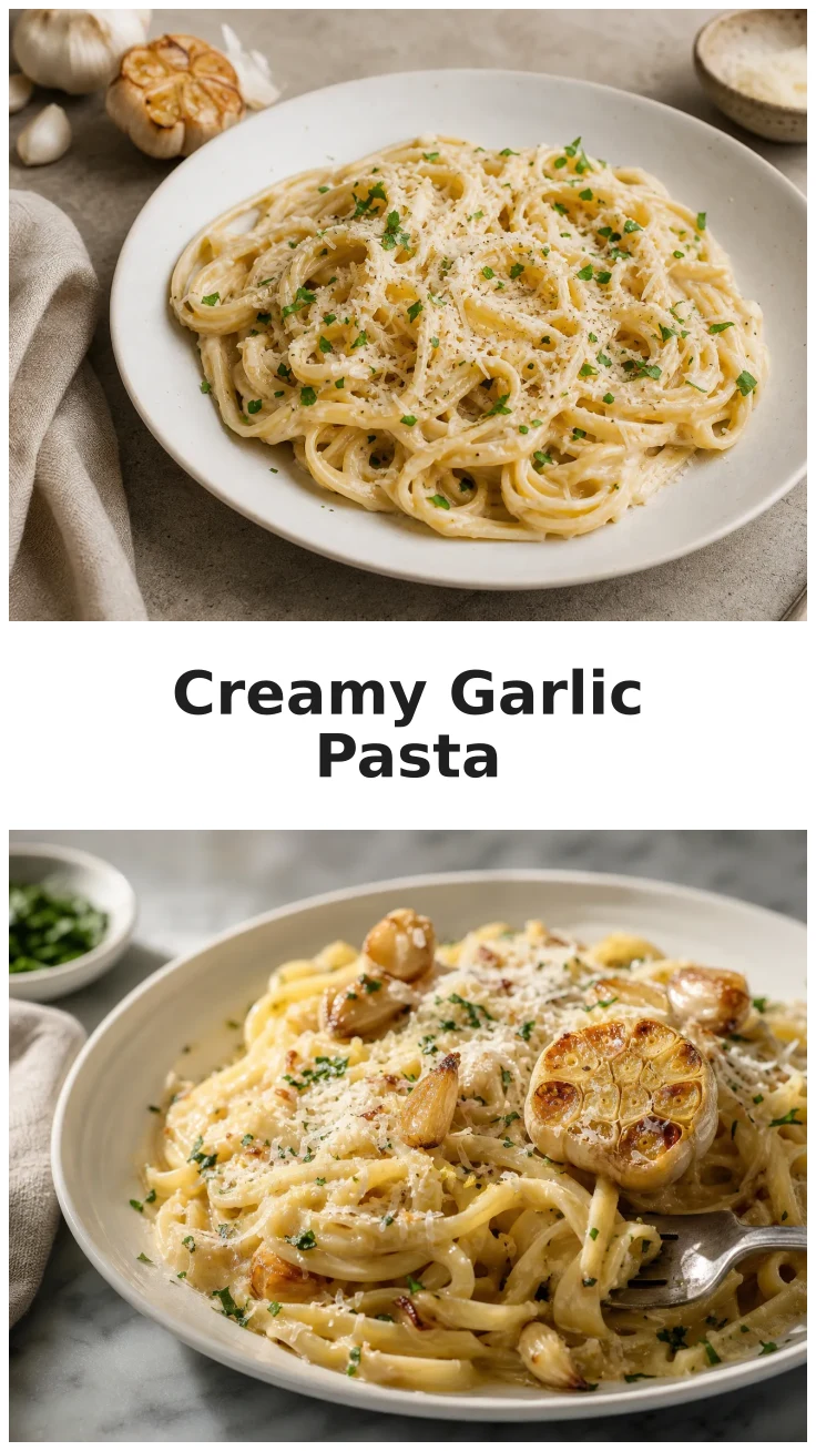 One Pot Creamy Roasted Garlic Pasta for Cozy Nights