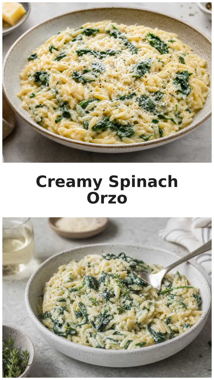 One Pot Parmesan Spinach Orzo for Easy Weeknight Dinners