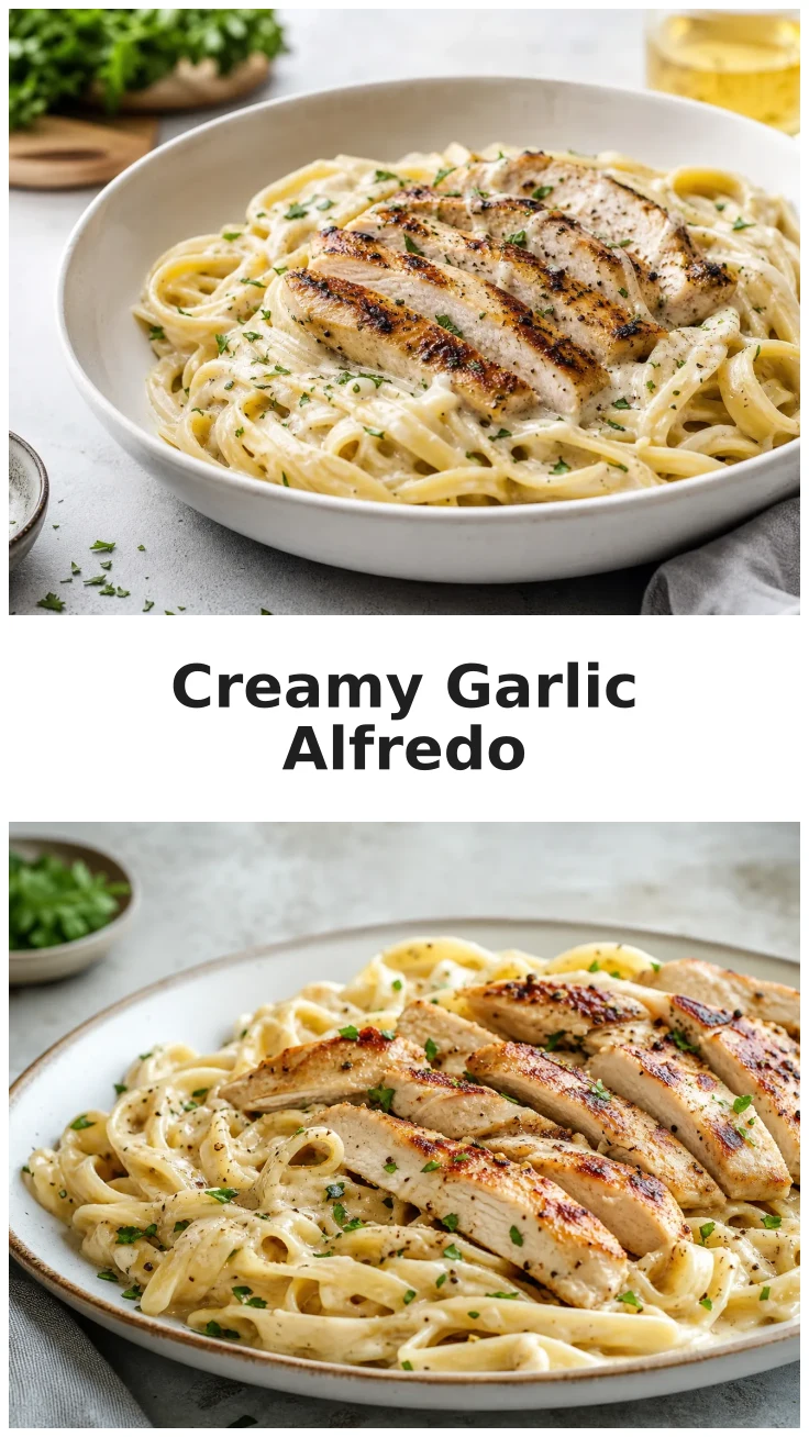 Rich Creamy Garlic Butter Chicken Alfredo Pasta Recipe