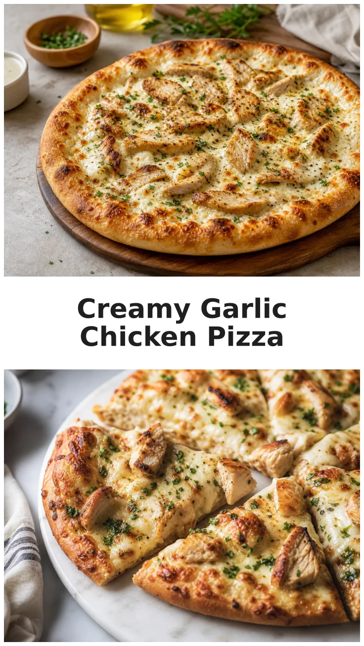 Golden Homemade Creamy Garlic Chicken Pizza Recipe Golden Homemade Creamy Garlic Chicken Pizza Recipe