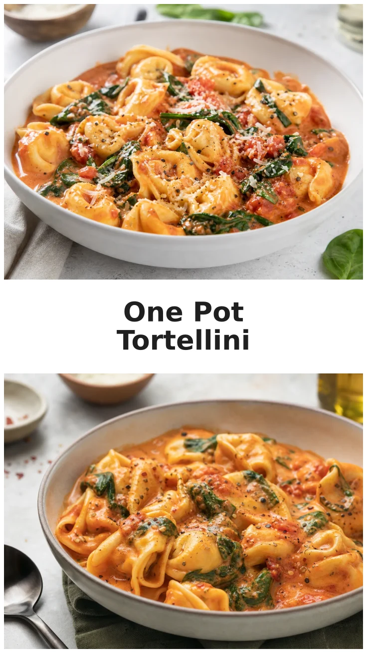 One Pot Tomato Spinach Tortellini for a Quick Dinner