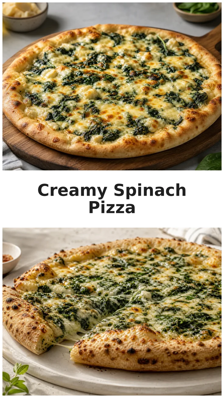 Golden Homemade Creamy Spinach White Pizza Recipe