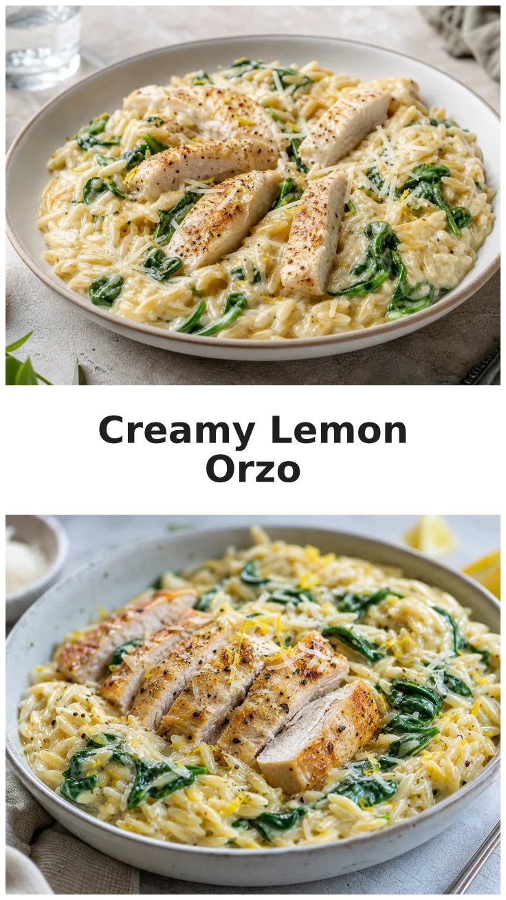 Creamy Lemon Chicken Orzo with Parmesan and Spinach Recipe Creamy Lemon Chicken Orzo with Parmesan and Spinach Recipe