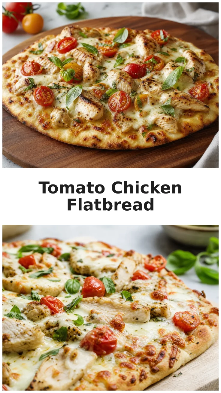 Golden Tomato Chicken Mozzarella Flatbread with Melted Cheese Recipe Golden Tomato Chicken Mozzarella Flatbread with Melted Cheese Recipe