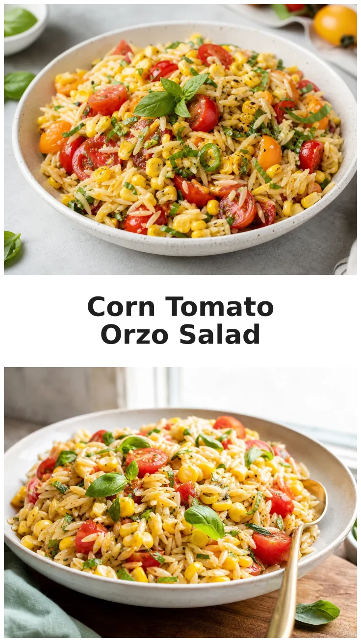 Colorful Corn Tomato Orzo Salad with Fresh Basil Recipe Colorful Corn Tomato Orzo Salad with Fresh Basil Recipe