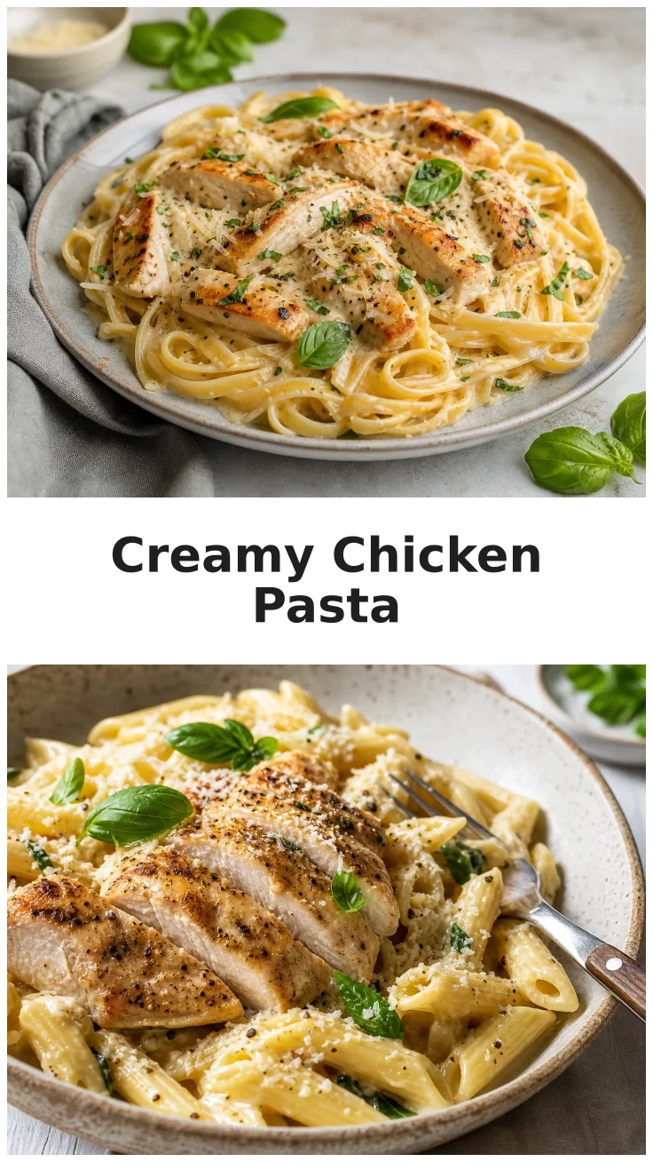 Creamy Chicken Basil Parmesan Pasta Recipe for Dinner Creamy Chicken Basil Parmesan Pasta Recipe for Dinner