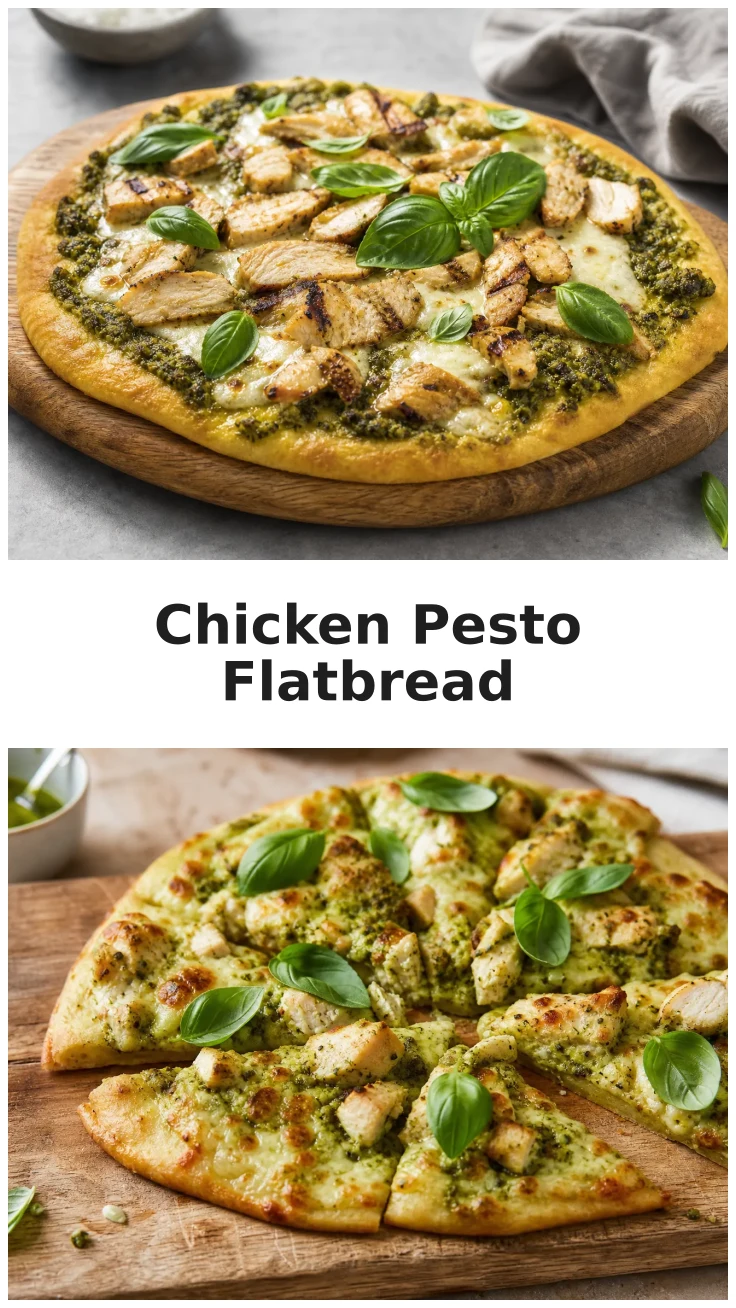 Golden Chicken Pesto Mozzarella Flatbread with Fresh Basil Recipe Golden Chicken Pesto Mozzarella Flatbread with Fresh Basil Recipe