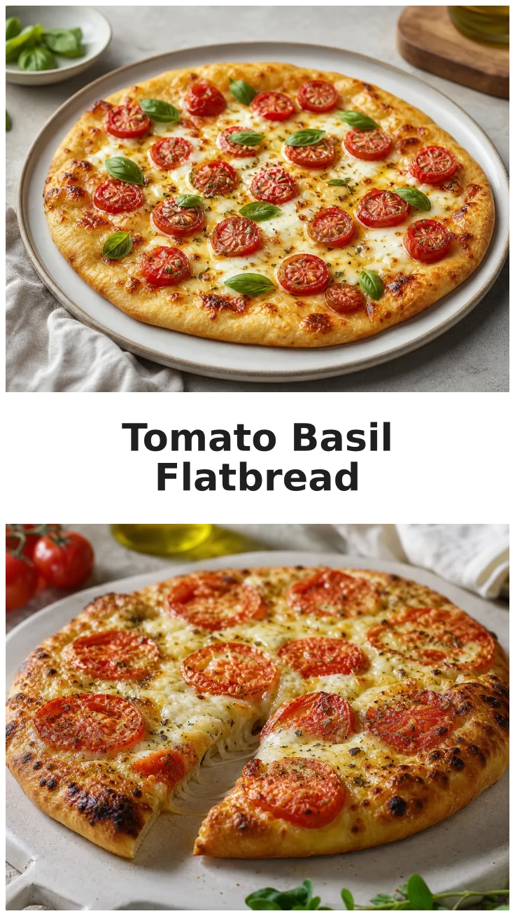 Golden Tomato Basil Ricotta Flatbread with Melted Mozzarella Recipe