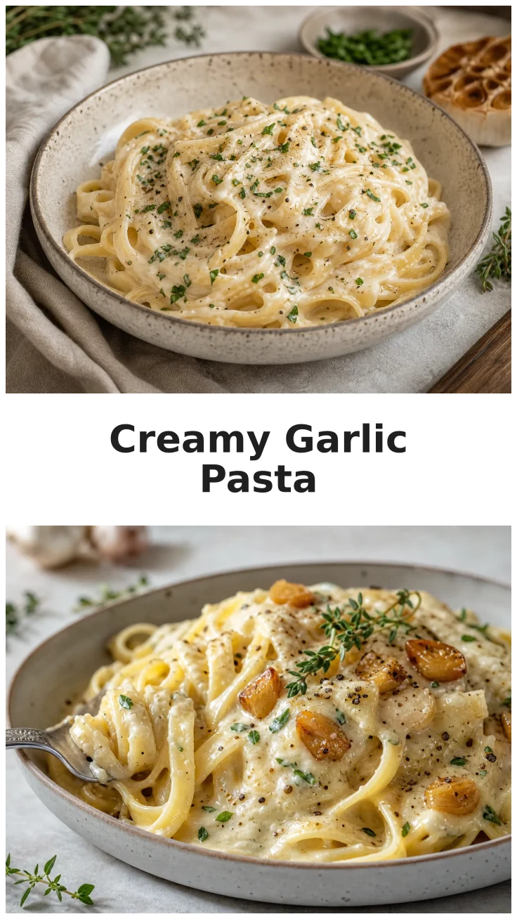 Golden Creamy Roasted Garlic Alfredo Pasta for Dinner