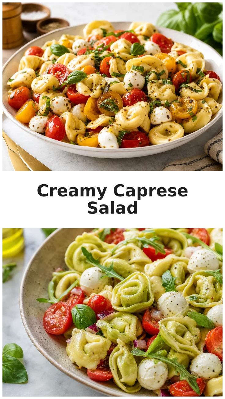 Colorful Creamy Caprese Tortellini Salad for Gatherings
