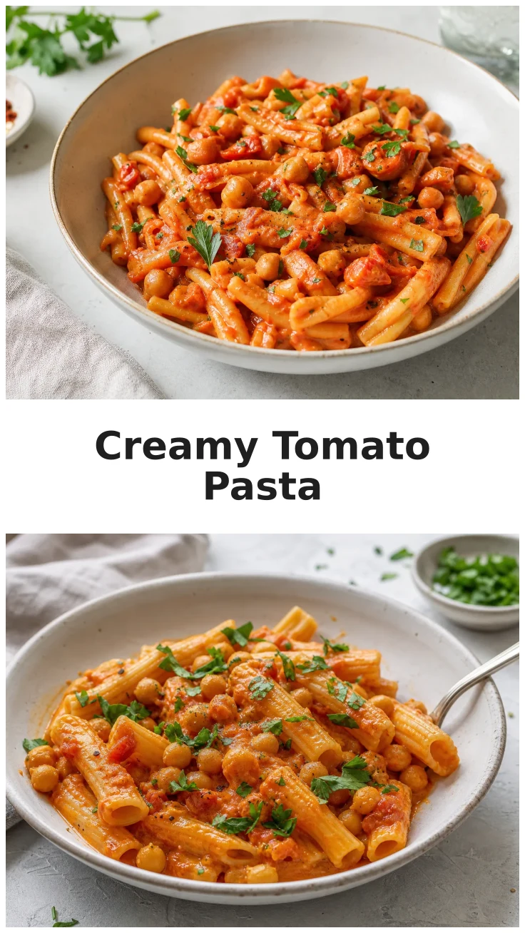 Golden Creamy Tomato Chickpea Pasta for a Cozy Dinner