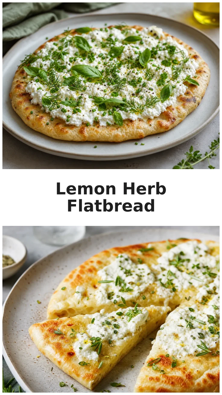 Golden Lemon Ricotta Herb Flatbread with Crispy Crust