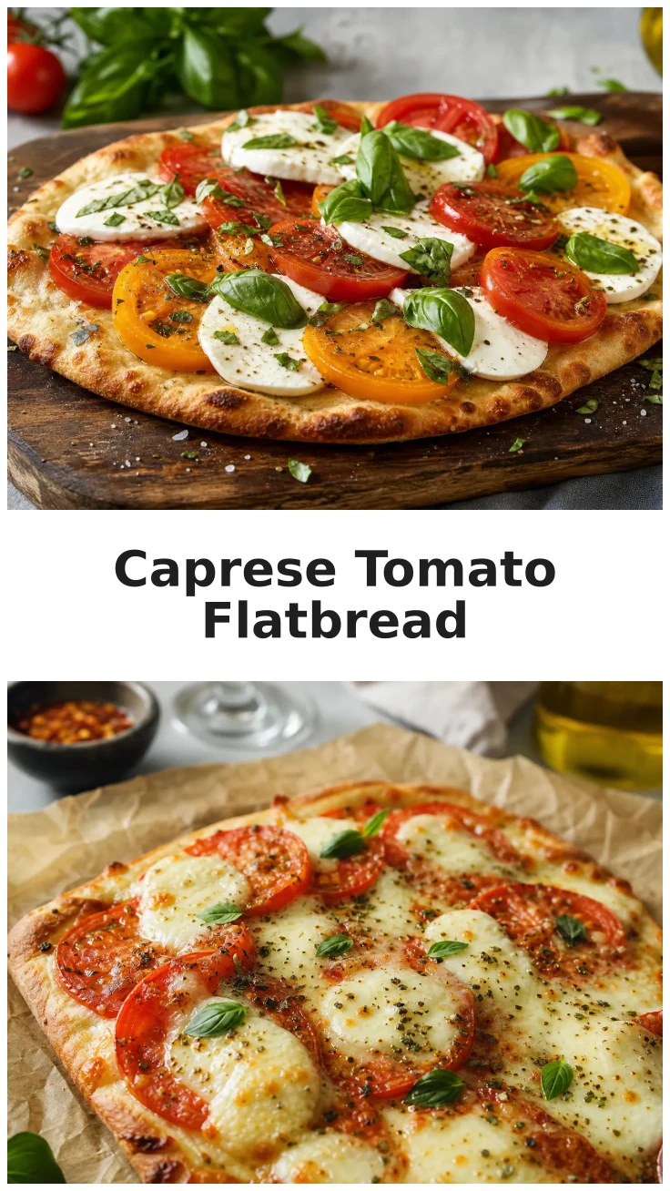 Golden Caprese Tomato Mozzarella Flatbread for Pizza Night