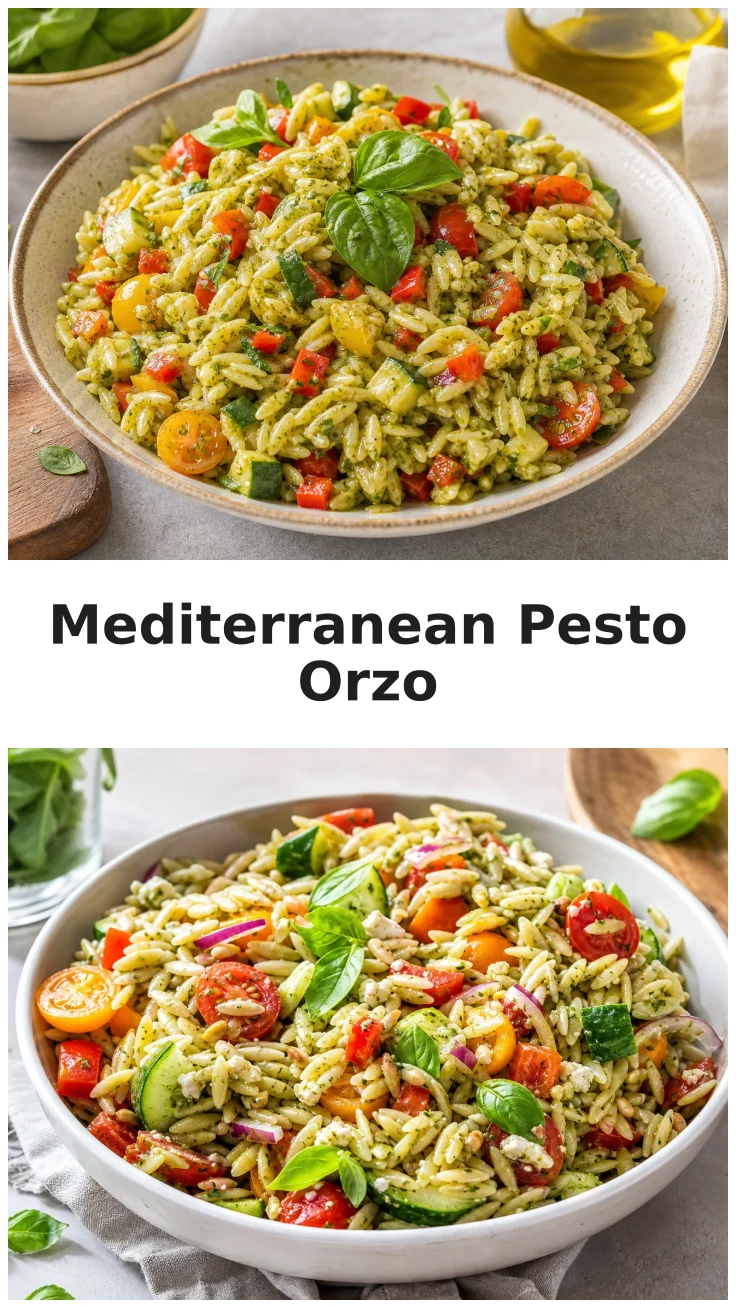 Colorful Mediterranean Pesto Orzo for Summer Dinners