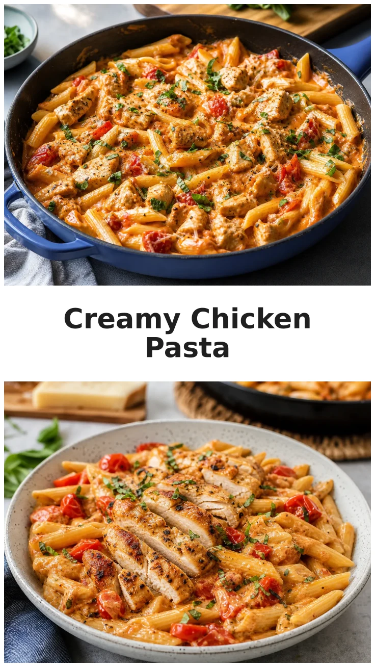 Creamy Chicken Tomato Pasta Skillet for Cozy Family Dinners