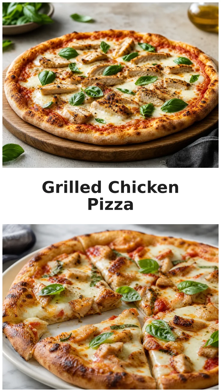 Golden Grilled Chicken Margherita Pizza with Fresh Basil
