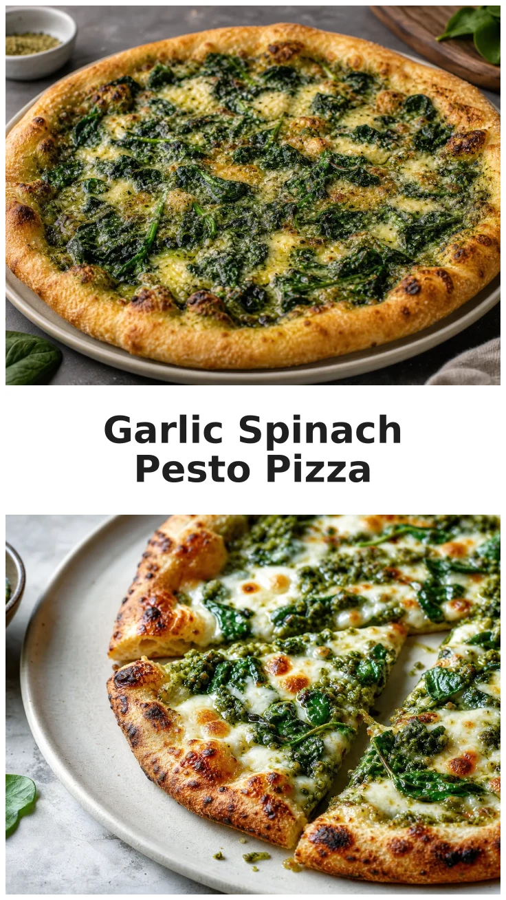 Golden Garlic Spinach Pesto Pizza for Your Next Pizza Night Golden Garlic Spinach Pesto Pizza for Your Next Pizza Night