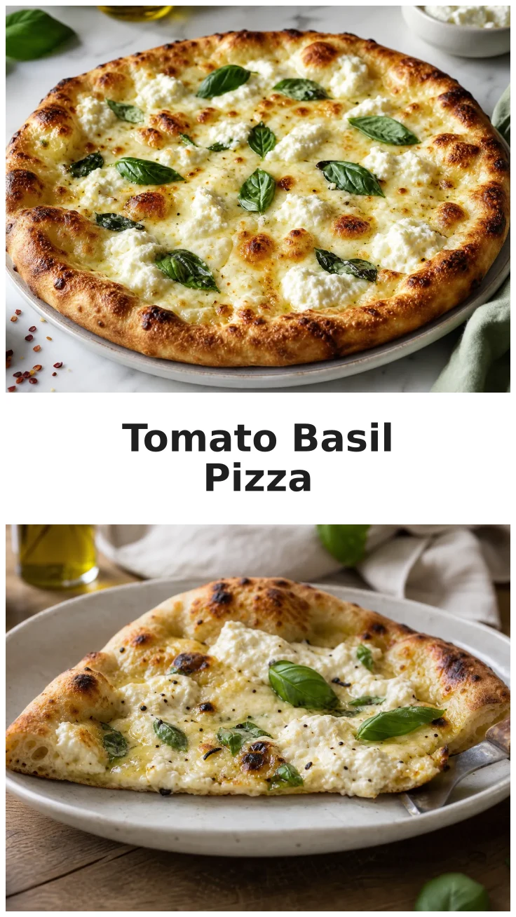 Golden Creamy Ricotta Tomato Basil Pizza for Pizza Night Golden Creamy Ricotta Tomato Basil Pizza for Pizza Night