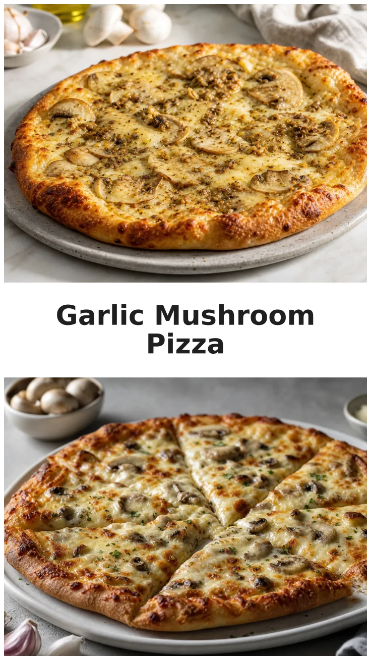 Golden Garlic White Mushroom Pizza for Pizza Night